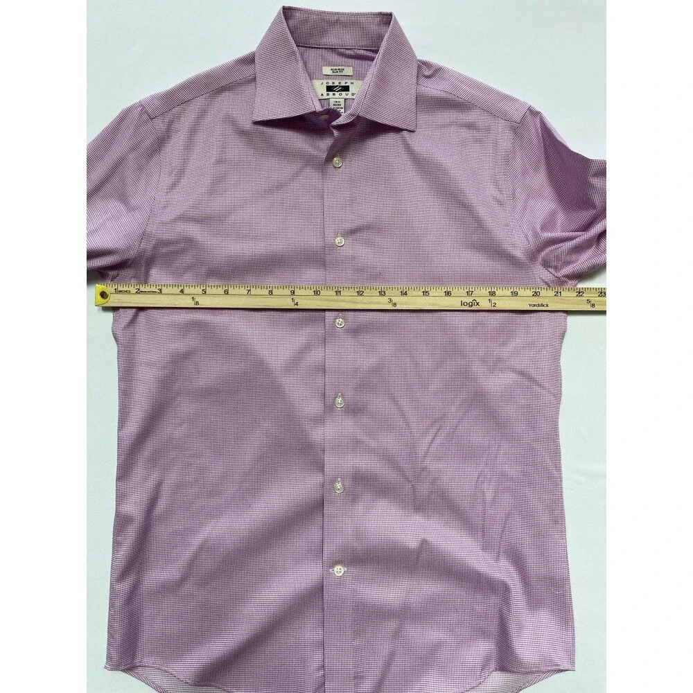 Joseph Abboud Dress Shirt Men’s 15.5 32/33 Slim Fit Non-Iron Purple Check Cotton
